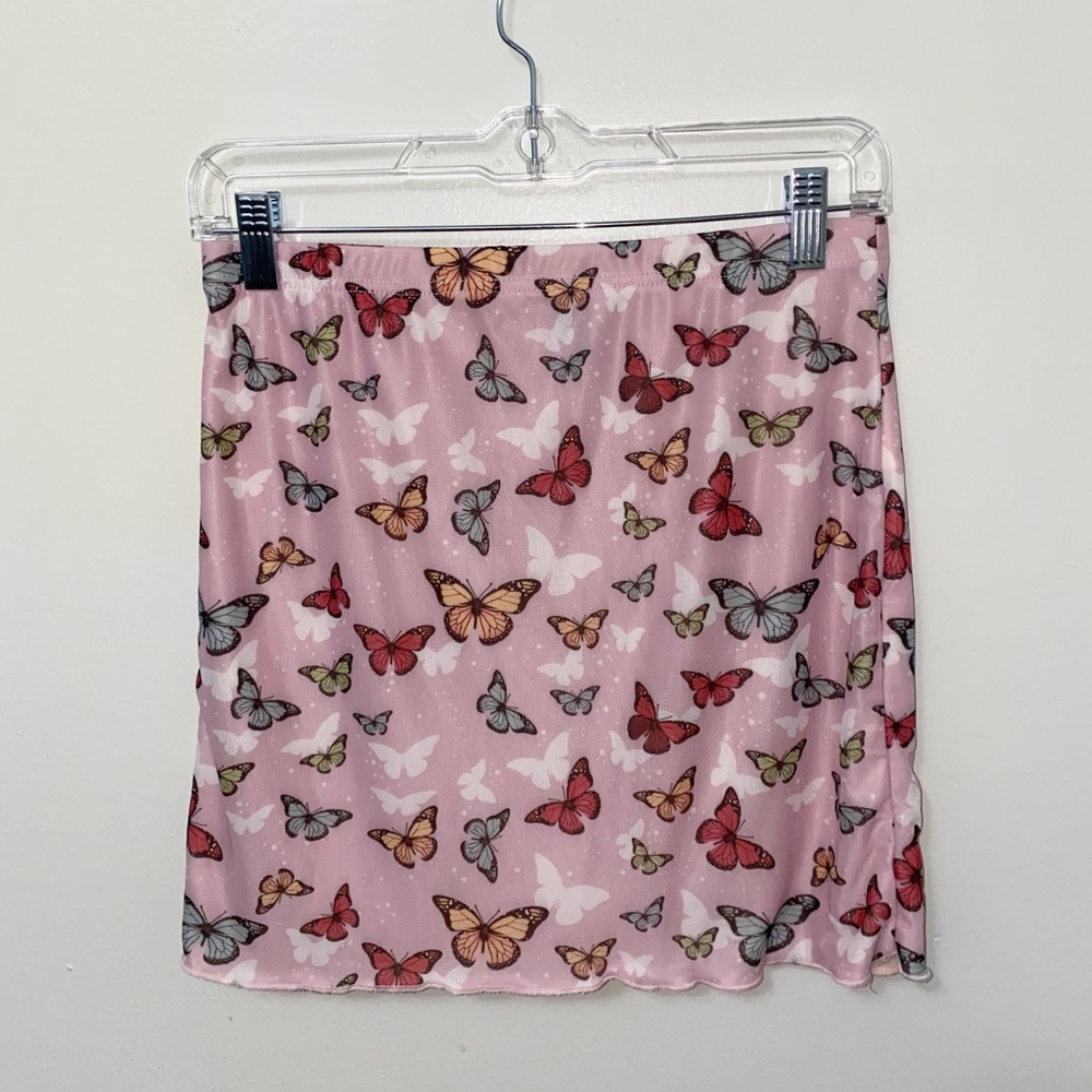 Pink Mesh Butterfly SHEIN Skirt